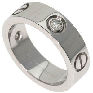 CARTIER 18k White Gold Diamond Love Ring #49